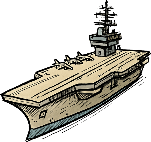 sketch tarzında carrier gemisi.
In-Game asset.  2d.  High contrast.  No shadows