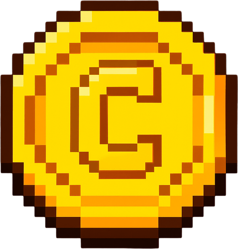 Pixel coin.
In-Game asset.  2d.  High contrast.  No shadows. Pixel