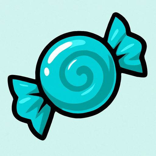 Cyan candy.
In-Game asset.  2d.  High contrast.  No shadows