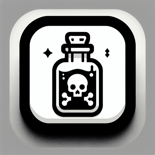 Poison vial button..
Single Game Texture. In-Game asset. 2d. Blank background. High contrast. No shadows.