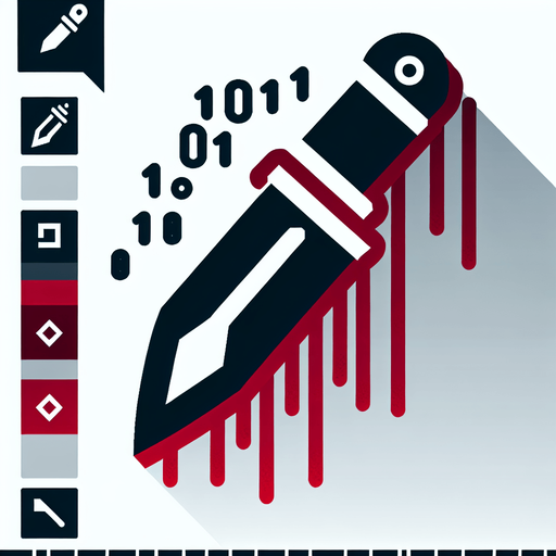 A Dagger Icon with 1's and 0's dripping off of it like blood.
Single Game Texture.  In-Game asset.  2d.  Blank background.  High contrast.  No shadows