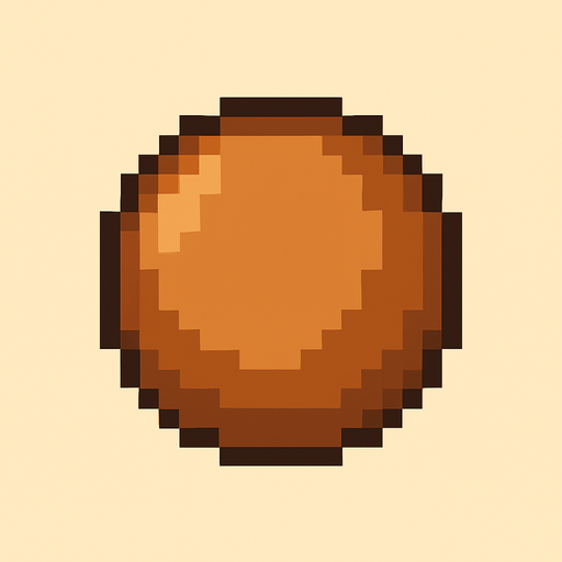 pixel art circle brown.
In-Game asset.  2d.  High contrast.  No shadows