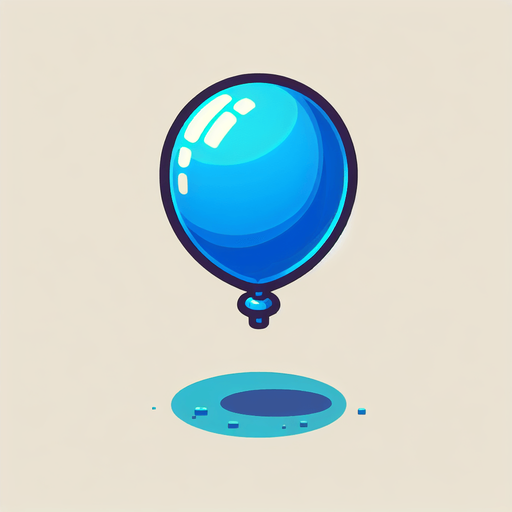 mavi balon.
Single Game Texture.  In-Game asset.  2d.  Blank background.  High contrast.  No shadows