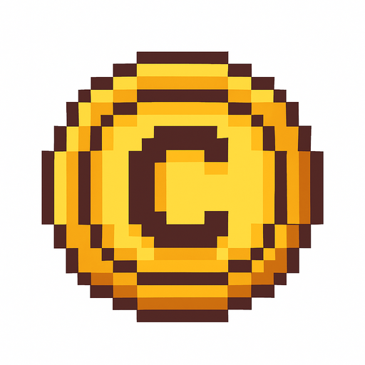 moneda de pixeles.
In-Game asset.  2d.  High contrast.  No shadows