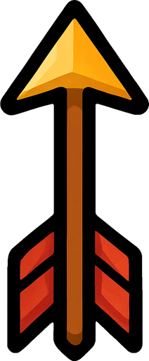 חץ של קשת פונה כלפי מעלה.
In-Game asset.  2d.  High contrast.  No shadows