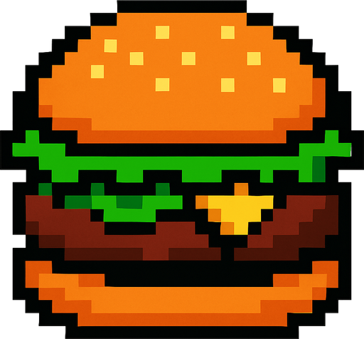 pixel art burger paty.
In-Game asset.  2d.  High contrast.  No shadows