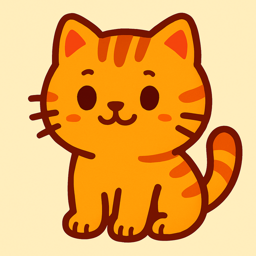 turuncu tatlı kedi.
In-Game asset.  2d.  High contrast.  No shadows