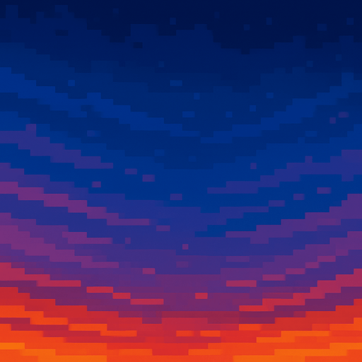 Creame un cielo pixelar hermoso, sin sol ni nubes, ni montañas, nia rboles.
In-Game asset.  2d.  High contrast.  No shadows