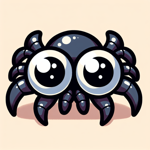 Cartoony looking spider, with two big round eyes
Single Game Texture. In-Game asset. 2d. Blank background. High contrast. No shadows.