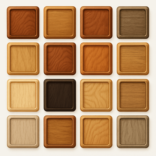 Pack of different Othello board square cells of wood, different wood.
In-Game asset.  High contrast.  No shadows. 3D