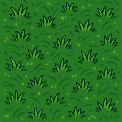 top view of a grassy area.
In-Game asset.  2d.  High contrast.  No shadows