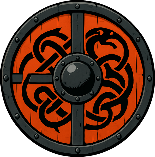 Escudo viquingo.
In-Game asset.  2d.  High contrast.  No shadows