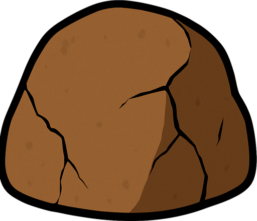 smaller rock, more rounded, really thick black outline, same brown color