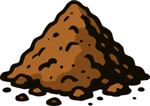 Pile of dirt.
In-Game asset.  2d.  High contrast.  No shadows. Very simple