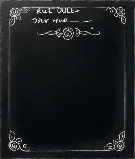 "RULES" handwritten in chalk