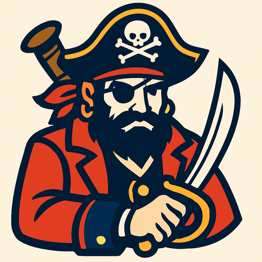 A pirate.
In-Game asset.  2d.  High contrast.  No shadows