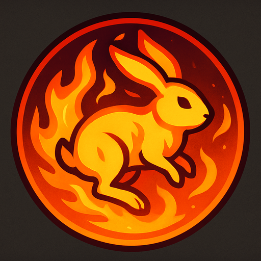a fire bubble ball with a rabbit on flame.
In-Game asset.  2d.  High contrast.  No shadows