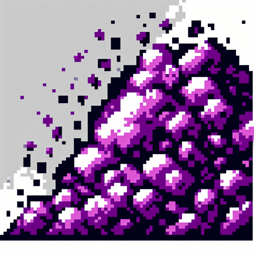purple ink-jet smoke. pixelated. 8 bit..
Single Game Texture. In-Game asset. 2d. Blank background. High contrast. No shadows.