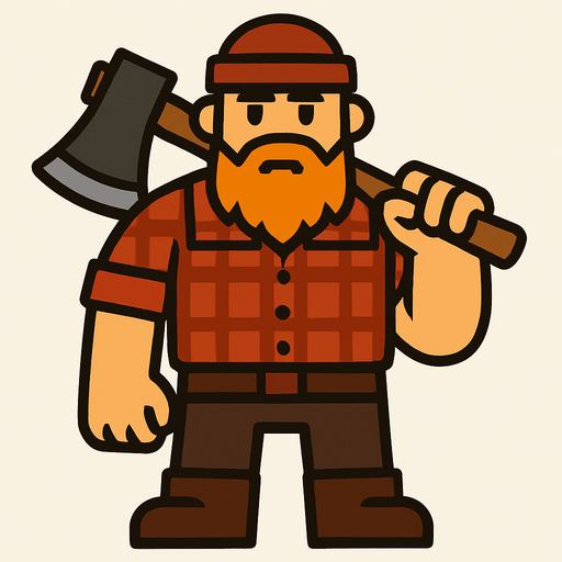 Make a lumberjack.
In-Game asset.  2d.  High contrast.  No shadows