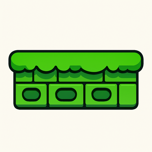 green mario like platform.
In-Game asset.  2d.  High contrast.  No shadows
