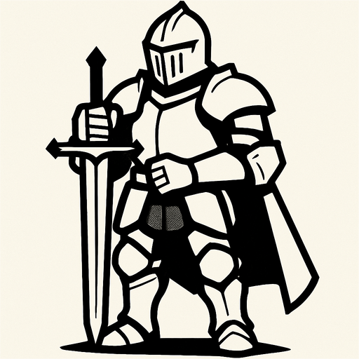 Beyaz zirhli sovalye.
In-Game asset.  2d.  High contrast.  No shadows
