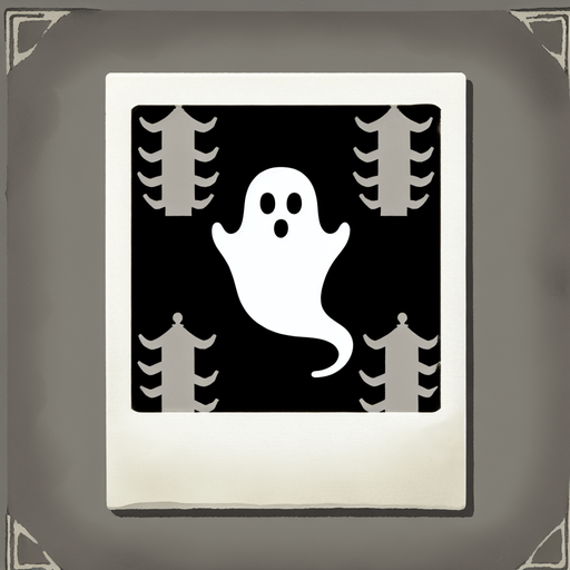 Polaroid photo of ghost, Japanese ghost
Single Game Texture. In-Game asset. 2d. Blank background. High contrast. No shadows.