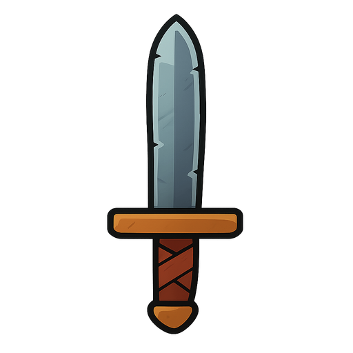 dungeon hero sword. No background. Transparent background. Blank background. No shadows. 2d. In-Game asset. flat