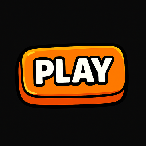 a cartoon style 3d button that says Play..
In-Game asset.  2d.  High contrast.  No shadows