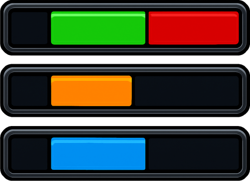 back of Health bars. HD colors. different colors.
In-Game asset.  2d.  High contrast.  No shadows