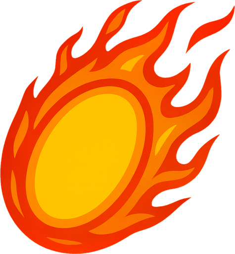 oval fire ball.
In-Game asset.  2d.  High contrast.  No shadows