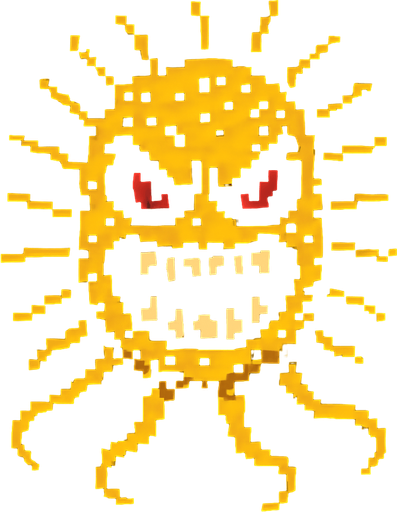 scary bacteria.
In-Game asset.  2d.  High contrast.  No shadows. pixel