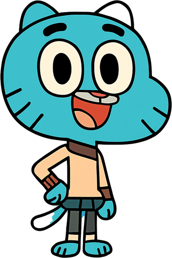 gumball çizgi film karakteri.
In-Game asset.  2d.  High contrast.  No shadows