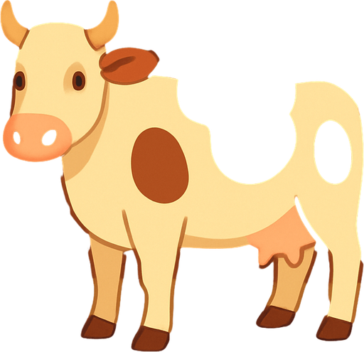 Un establo donde se pueden ver una vaca.
In-Game asset.  No shadows