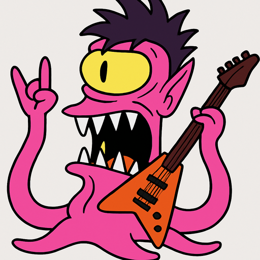 Make my character pink and make him have rock hair and a rock guitar