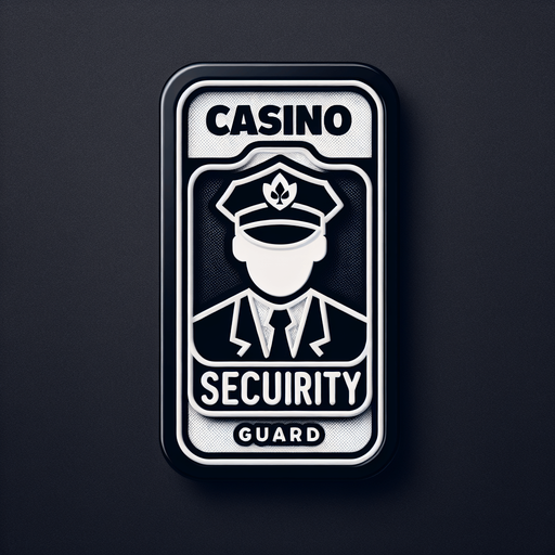 Cassino security guard badge. Single Game Texture. In-Game asset. 2d. Blank background. High contrast. No shadows.
