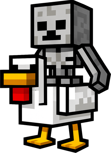 minecraft chiken jokey.
In-Game asset.  2d.  High contrast.  No shadows