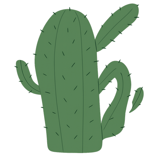 büyük bir kaktüs. No background. Transparent background. Blank background. No shadows. 2d. In-Game asset. flat