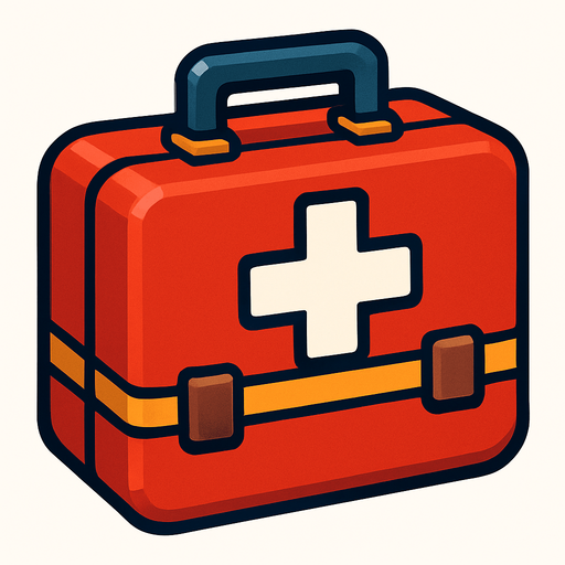 first aid kit.
In-Game asset.  2d.  High contrast.  No shadows