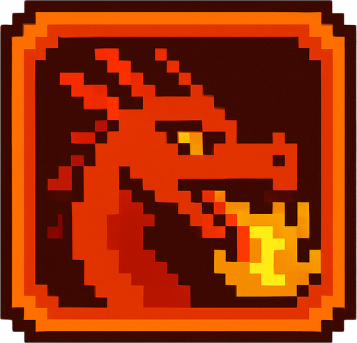 Fire dragon block.
In-Game asset.  2d.  High contrast.  No shadows