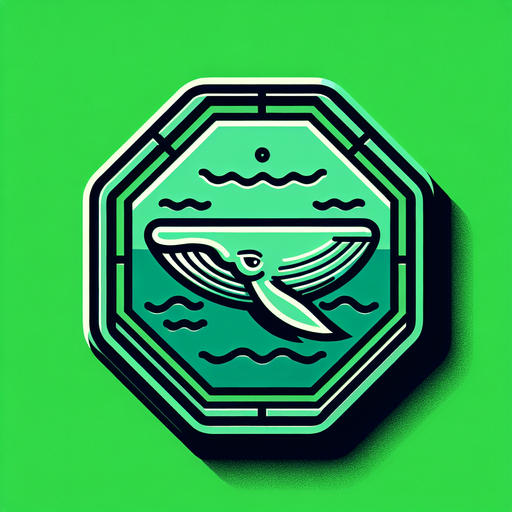 whale head in octogonal box with green background asset.
Single Game Texture.  In-Game asset.  2d.  Blank background.  High contrast.  No shadows