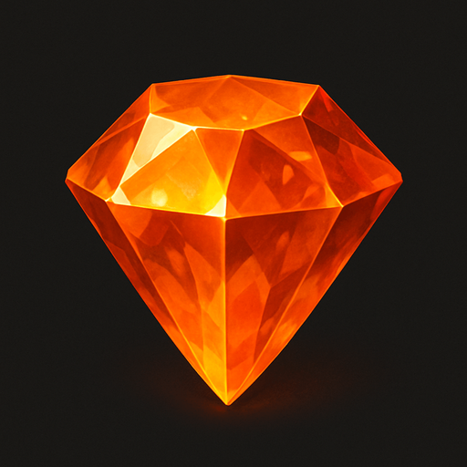 make a orange gem realistic.
In-Game asset.  2d.  High contrast.  No shadows