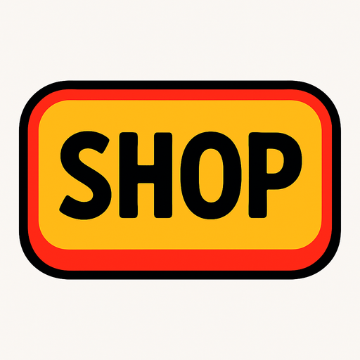 shop button.
In-Game asset.  2d.  High contrast.  No shadows