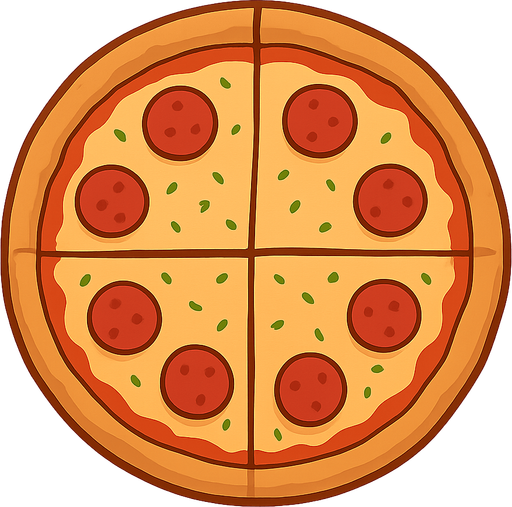 Pizza
. No background. Transparent background. Blank background. No shadows. 2d. In-Game asset. flat