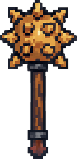 Maza medieval pixel.
In-Game asset.  2d.  High contrast.  No shadows
