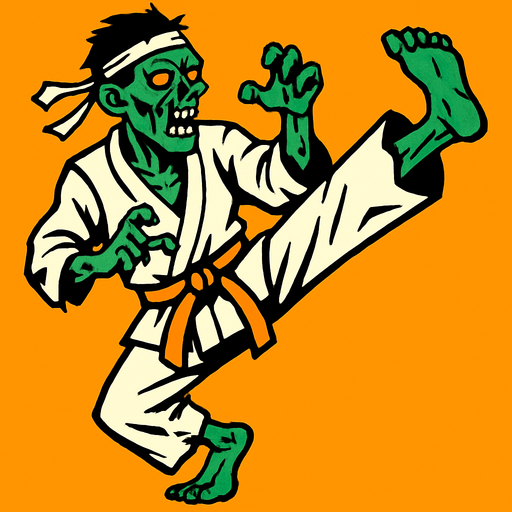 karAte zombie.
2d.  High contrast.  No shadows