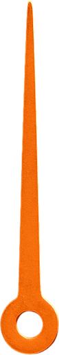 Photorealistic speedometer's orange hourhand, only just the hourhand with black bath. The hourhand shape is a line. front view