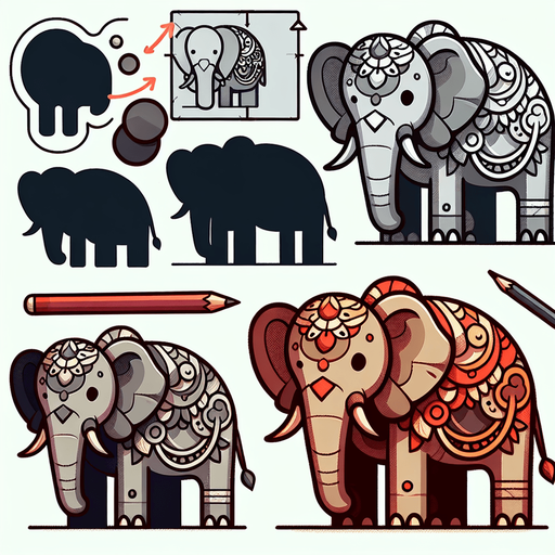 Elephant.
Single Game Texture.  In-Game asset.  2d.  Blank background.  High contrast.  No shadows