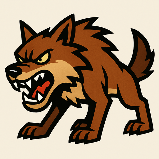 a angry wolve thats in 2d.
In-Game asset.  2d.  High contrast.  No shadows