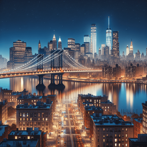 Photorealistic and ultrawide panoramic landscape from New york at night.