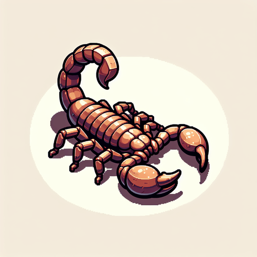 Large desert scorpion.
Single Game Texture. In-Game asset. 2d. Blank background. High contrast. No shadows.